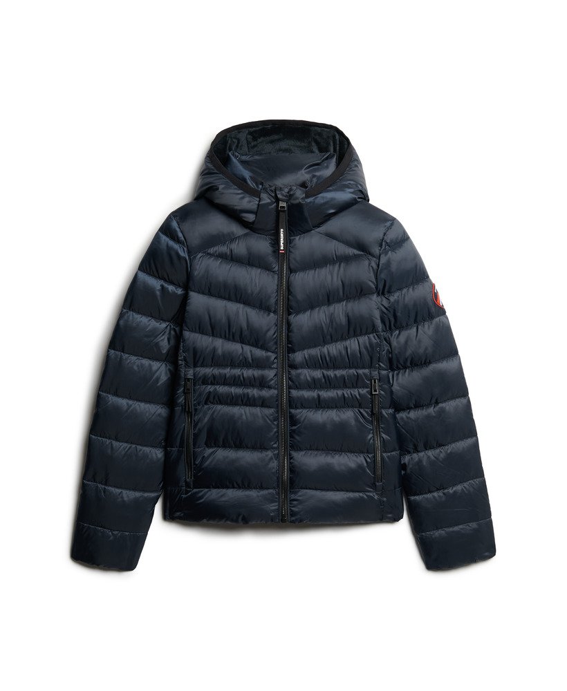 gewatteerde jas met capuchon van fuji in eclipse navy