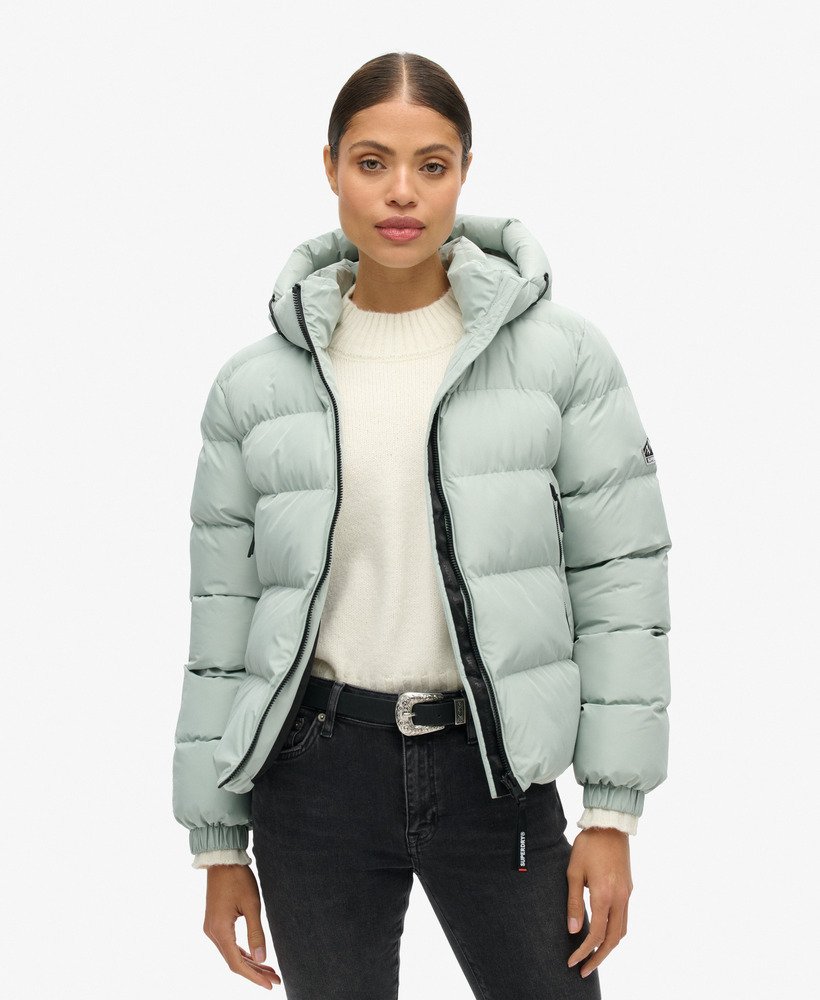 gewatteerde sportjas met capuchon in puritan grey