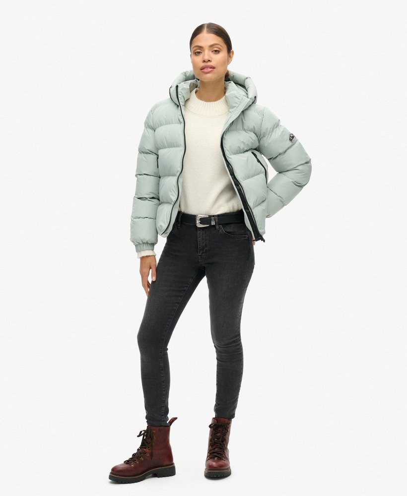 gewatteerde sportjas met capuchon in puritan grey