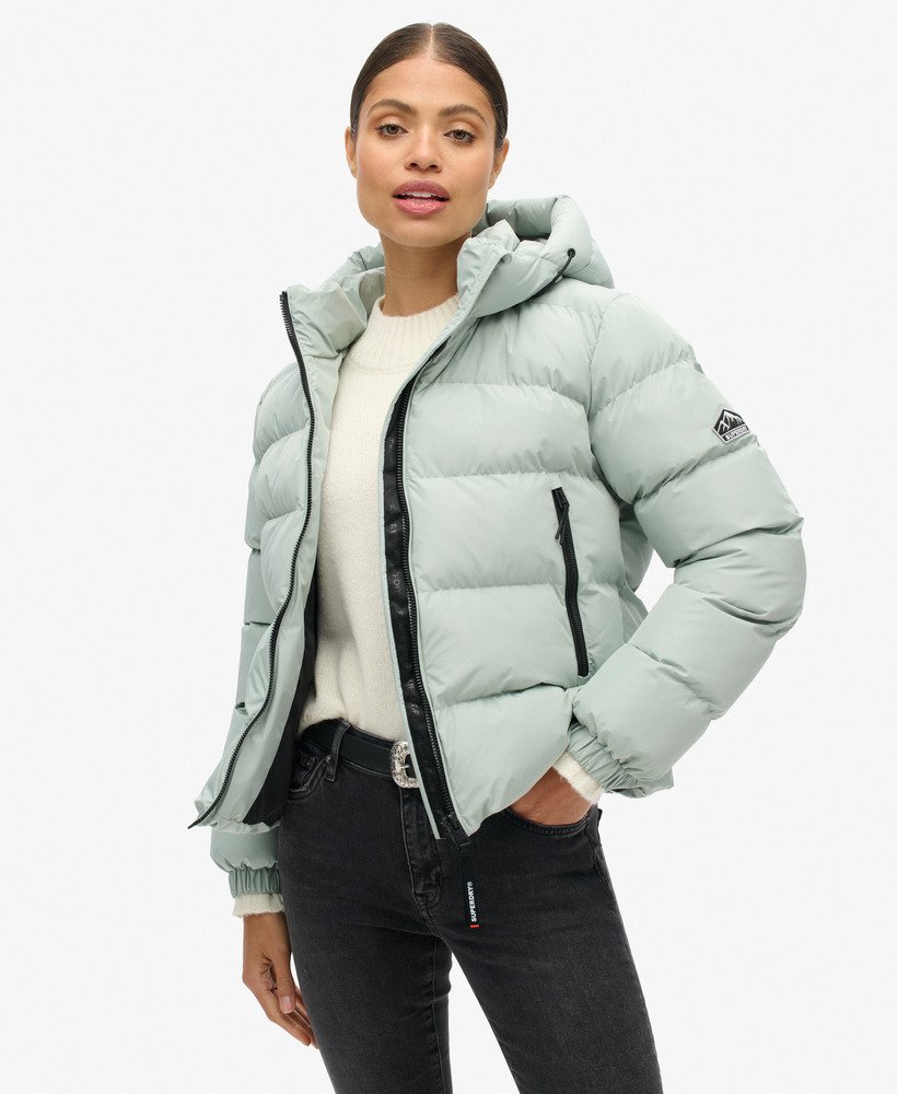 gewatteerde sportjas met capuchon in puritan grey