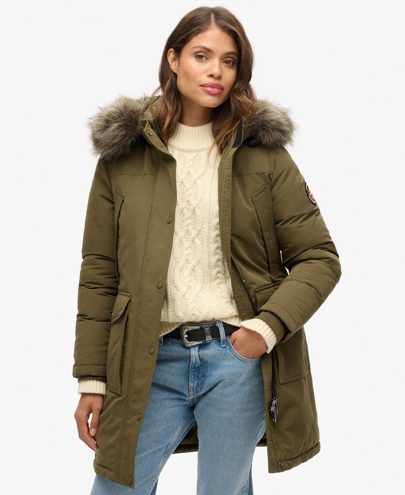 everest parka van imitatiebont in grijs gemêleerdjaffa