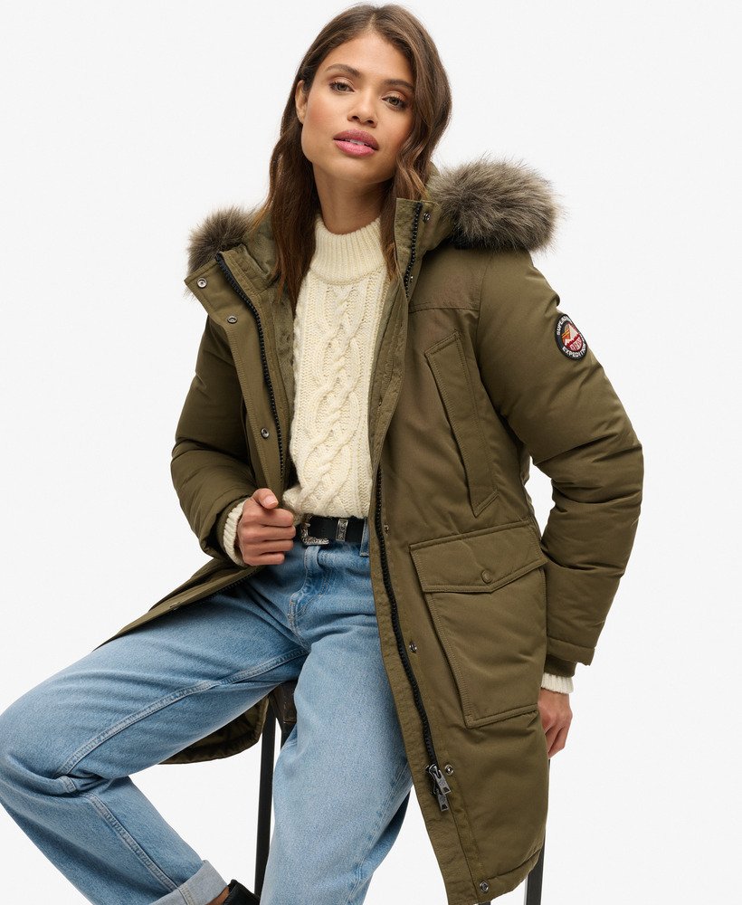 everest parka van imitatiebont in grijs gemêleerdjaffa
