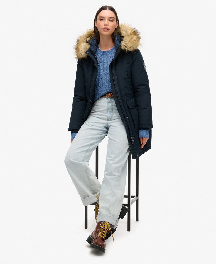 everest parka van imitatiebont in nordic chrome navy
