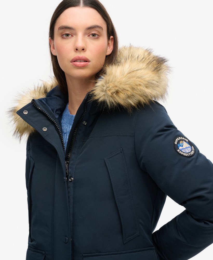 everest parka van imitatiebont in nordic chrome navy