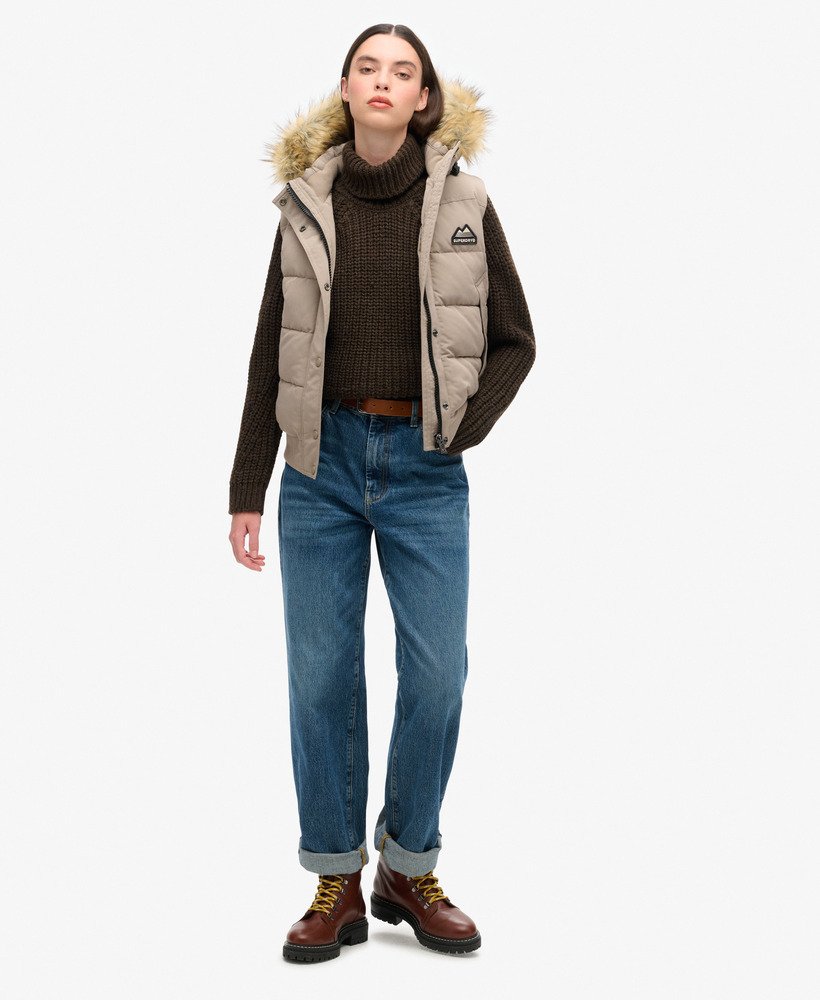 everest gilet van imitatiebont in diepbeige slub