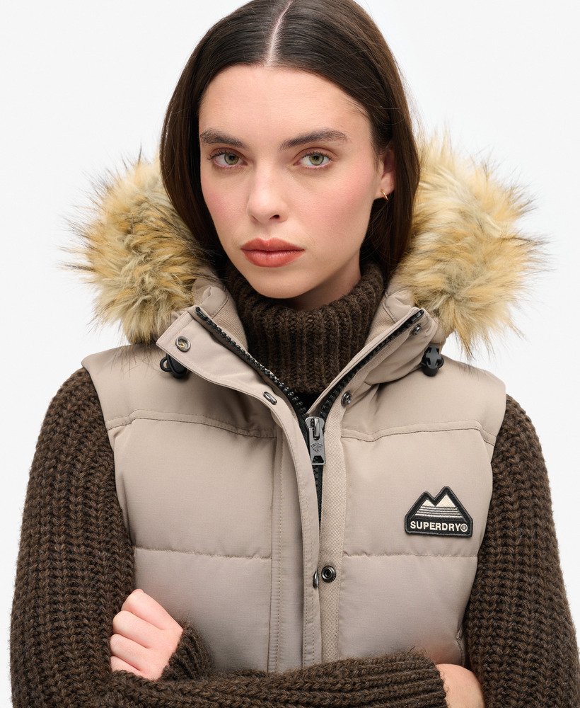 everest gilet van imitatiebont in diepbeige slub