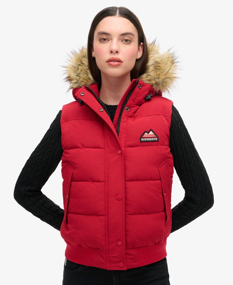 everest gilet van imitatiebont in barndoor red