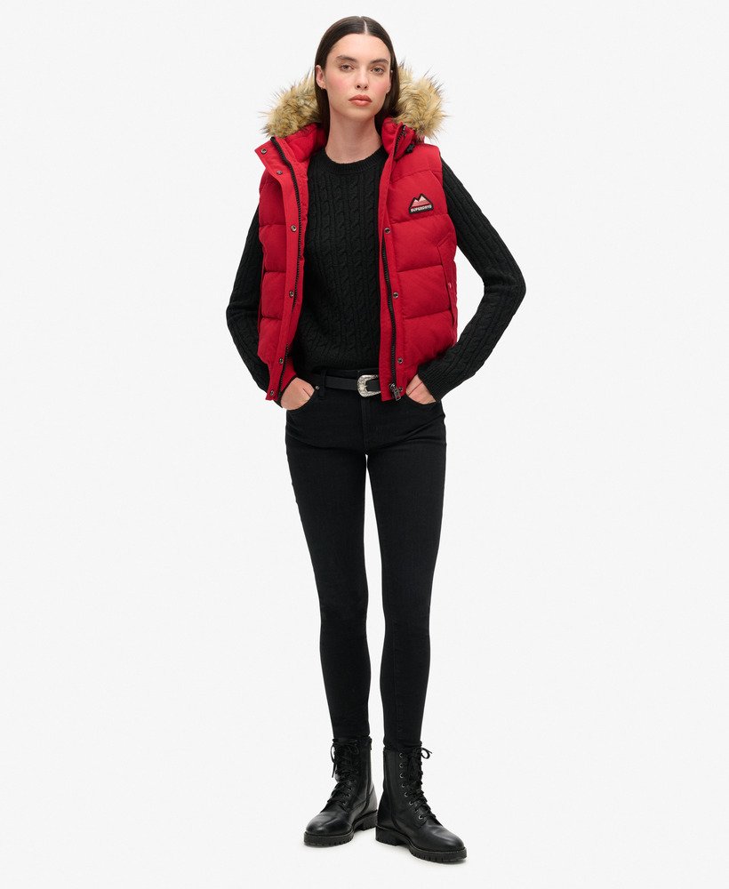 everest gilet van imitatiebont in barndoor red