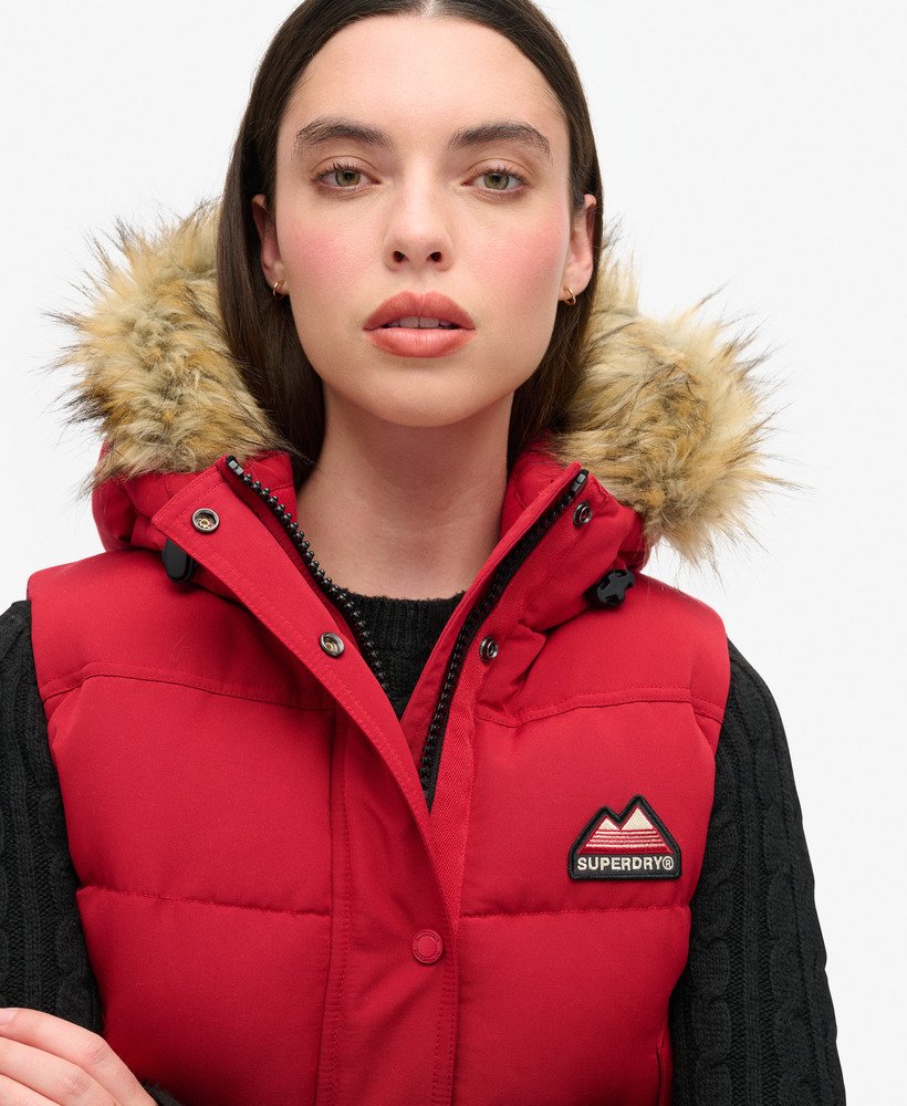 everest gilet van imitatiebont in barndoor red