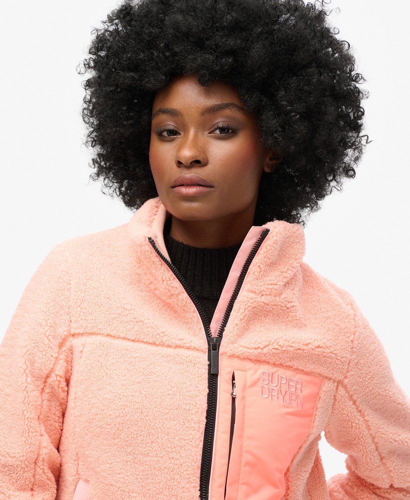 fleece trekkerjack in perzik-parelroze