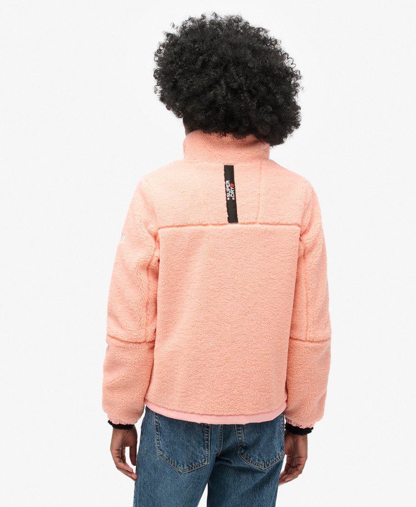 fleece trekkerjack in perzik-parelroze