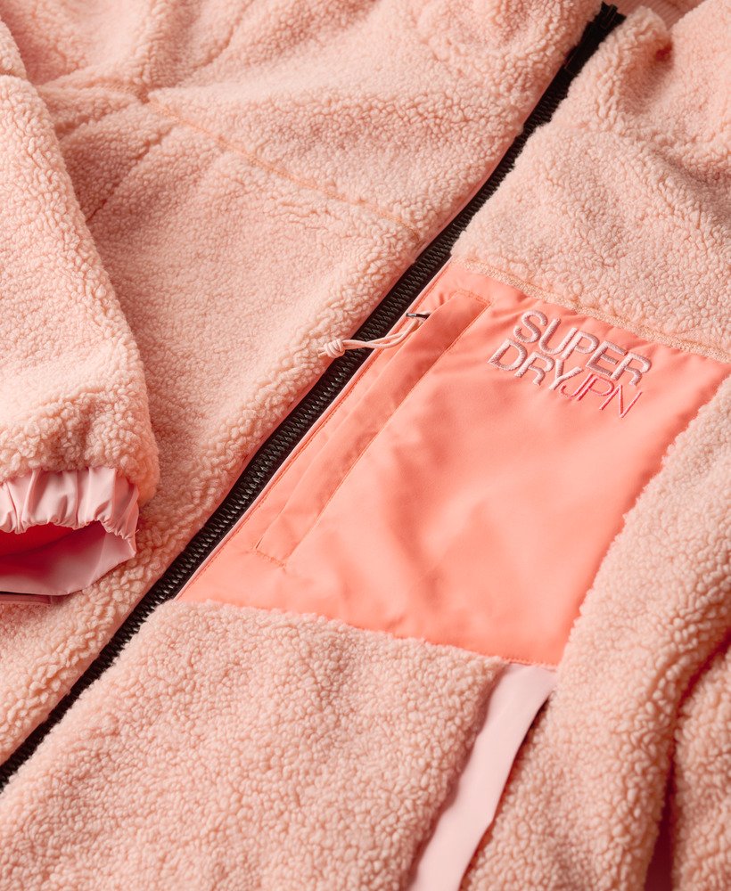 fleece trekkerjack in perzik-parelroze