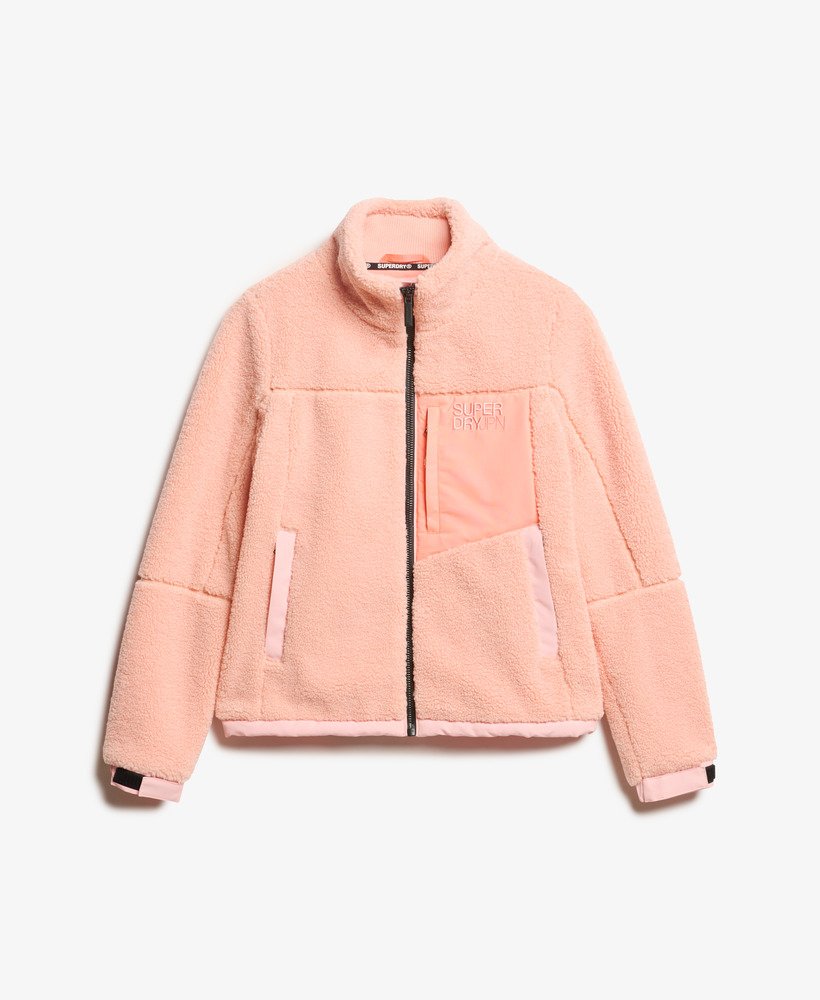 fleece trekkerjack in perzik-parelroze