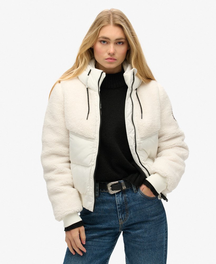 everest bomber hybrid jacket in off white