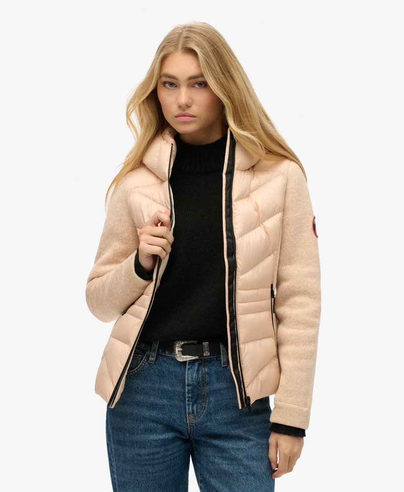 capuchonjas van storm knit hybrid in frappe beige