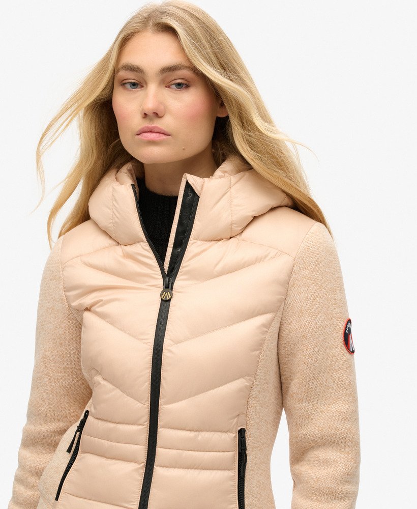 capuchonjas van storm knit hybrid in frappe beige