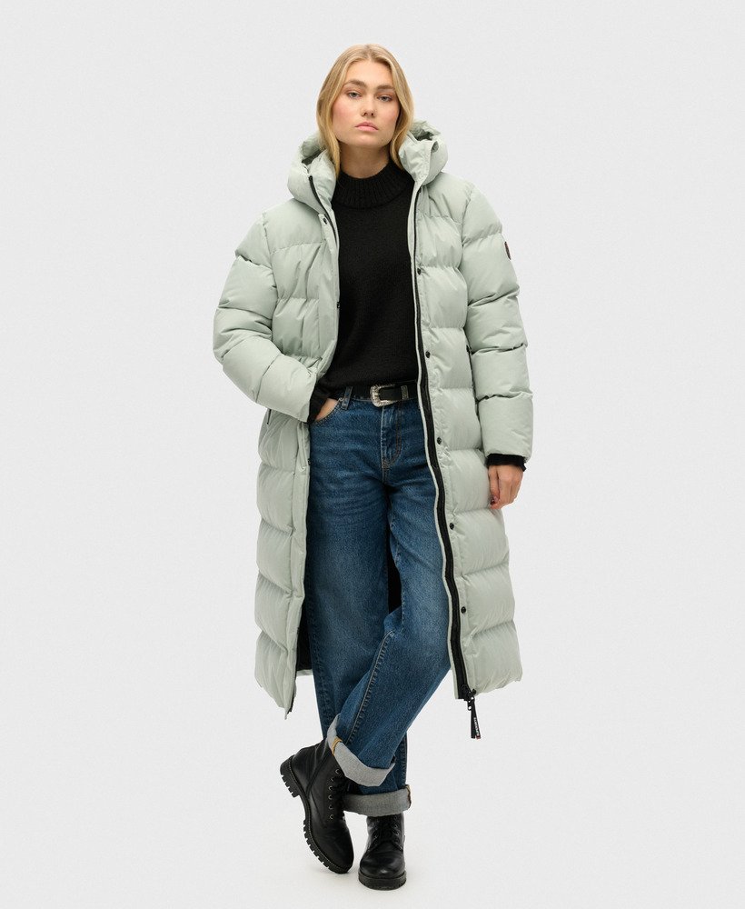 lange gewatteerde microvezeljas in puritan grey