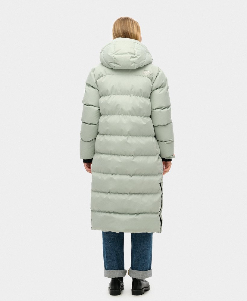 lange gewatteerde microvezeljas in puritan grey