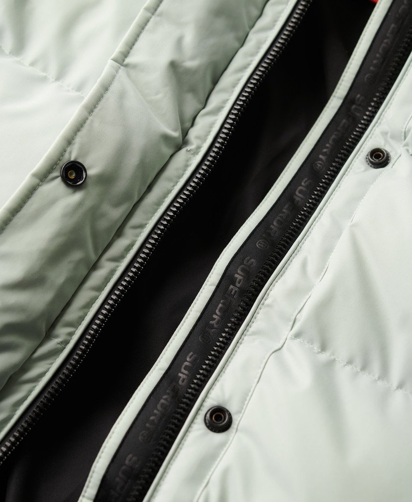 lange gewatteerde microvezeljas in puritan grey