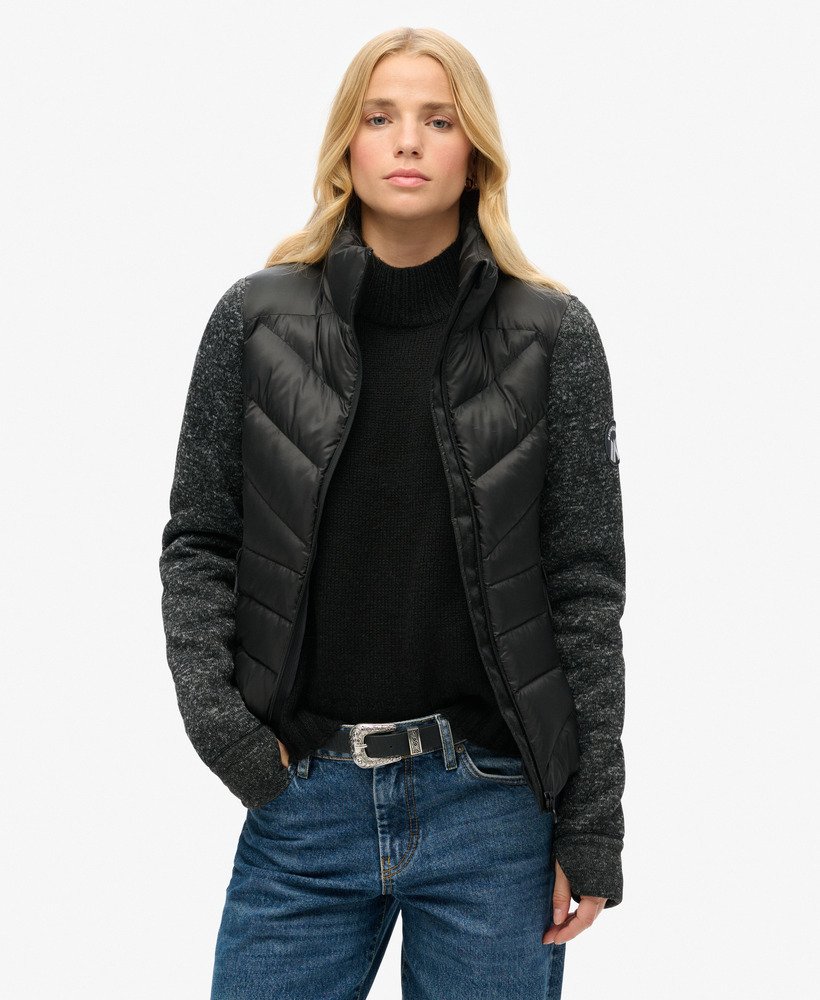 storm knit hybrid jacket in zwart