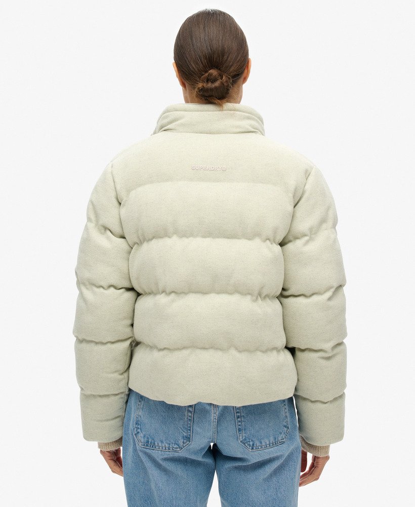 boxy gewatteerde tweedjas in puritan grey marl.