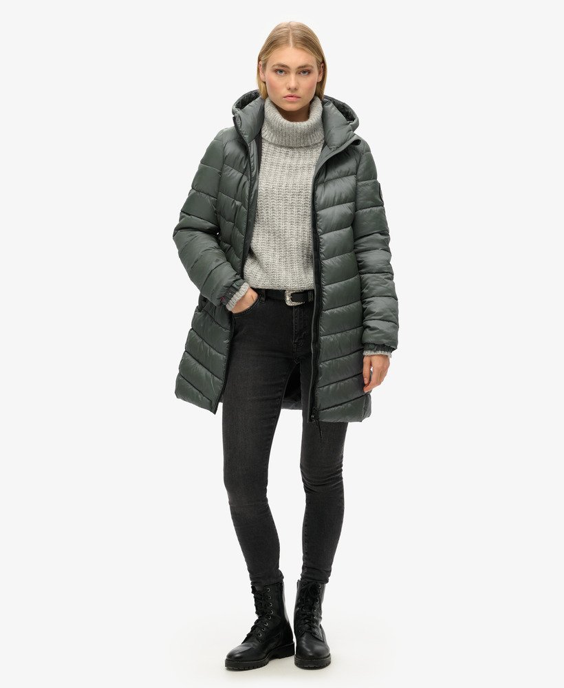 gewatteerde fuji mid-jas met capuchon in stormy weather blue