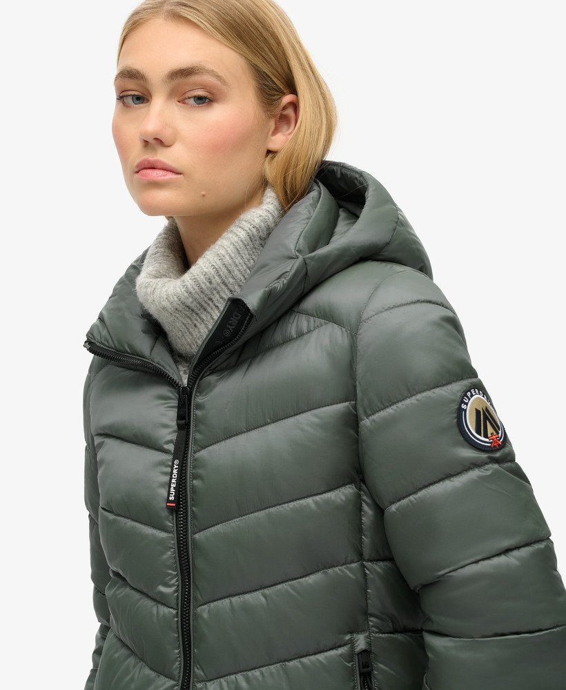 gewatteerde fuji mid-jas met capuchon in stormy weather blue