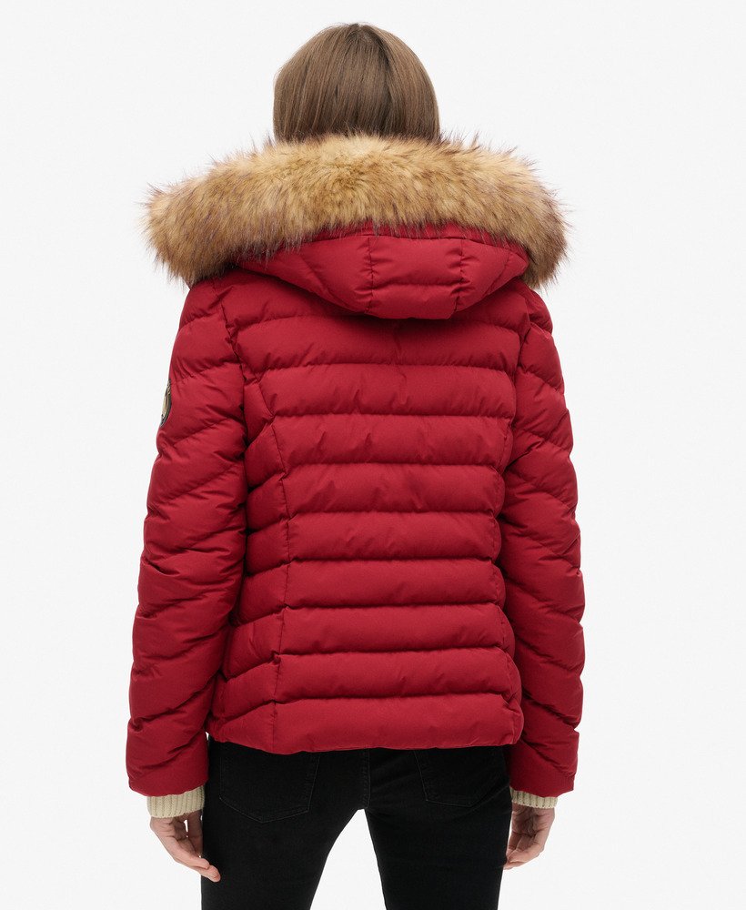 fuji gewatteerde jas met capuchon van imitatiebont in stanton red