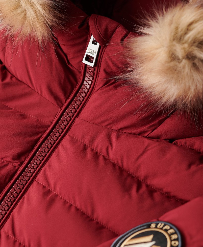 fuji gewatteerde jas met capuchon van imitatiebont in stanton red