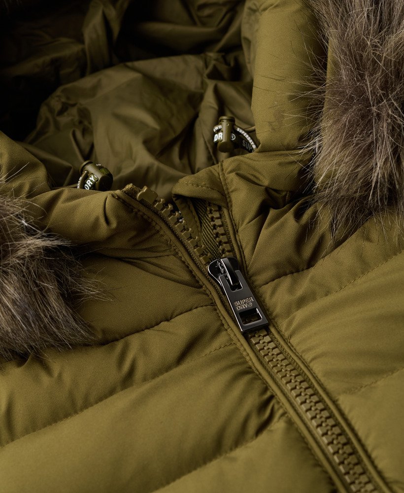 fuji faux fur hooded longline jacket in grey marljaffa