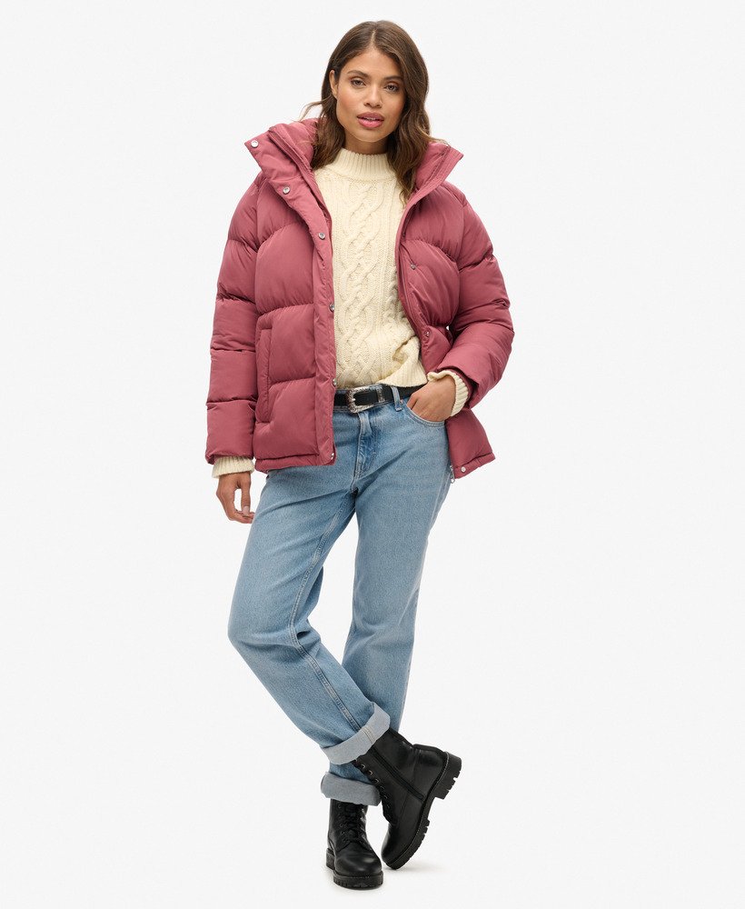 middellange gewatteerde jas in roan rouge burgundy