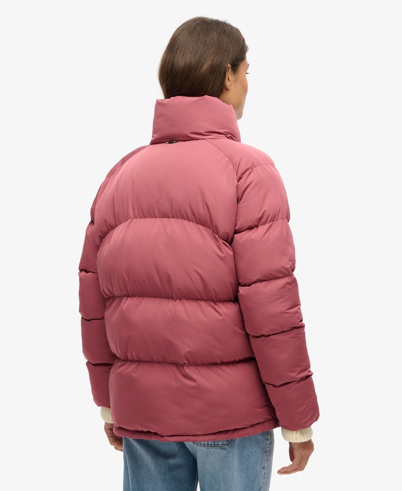 middellange gewatteerde jas in roan rouge burgundy