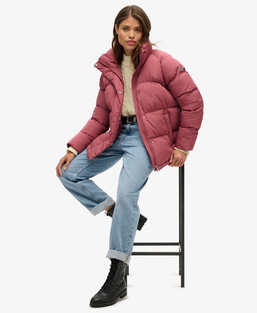 middellange gewatteerde jas in roan rouge burgundy
