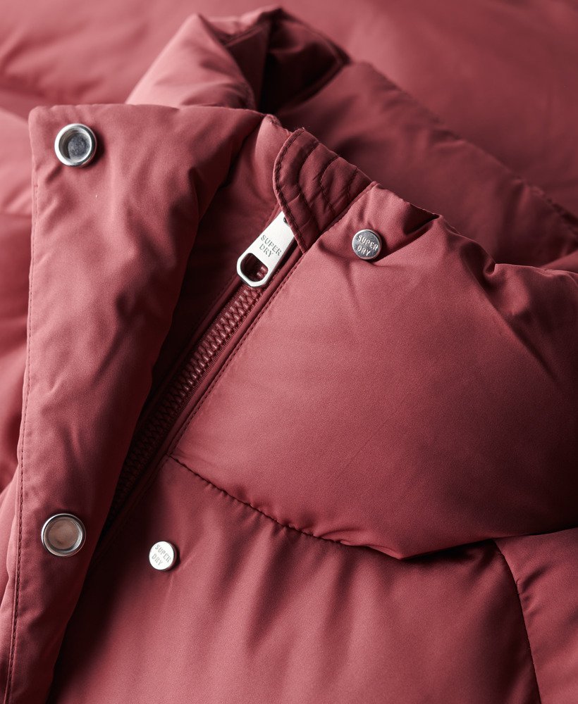 middellange gewatteerde jas in roan rouge burgundy