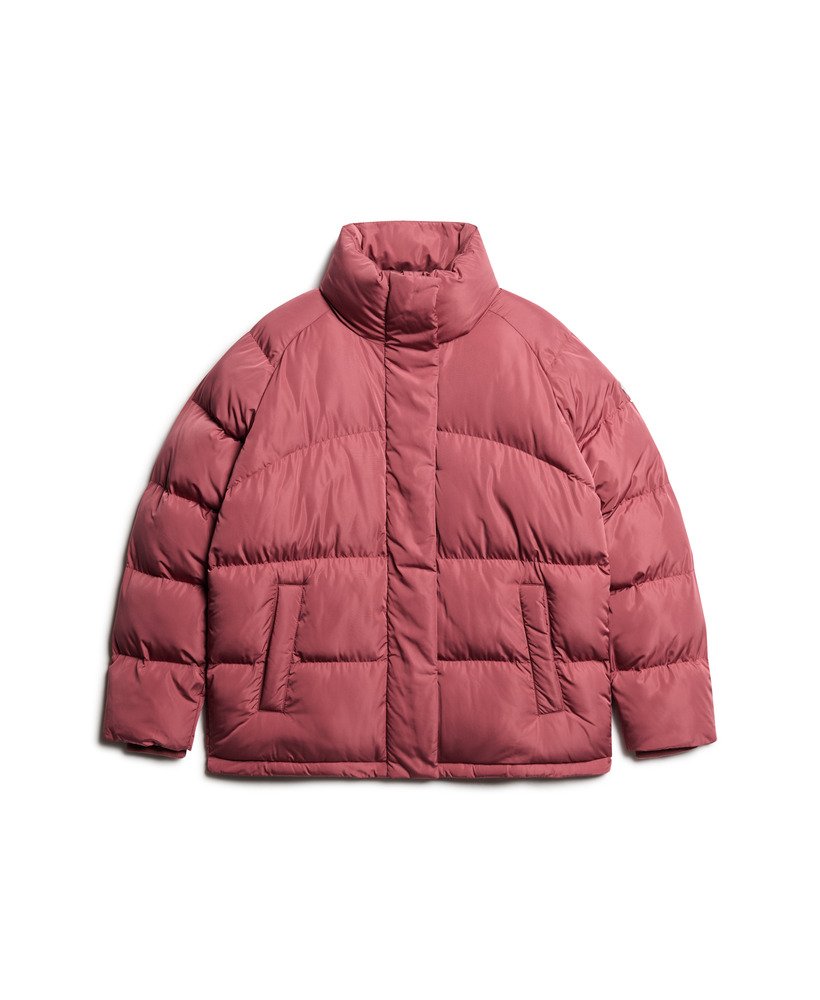 middellange gewatteerde jas in roan rouge burgundy