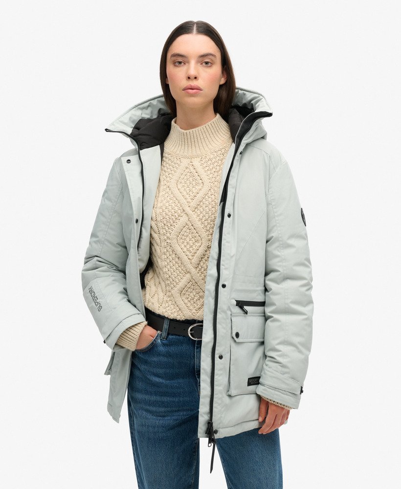 gewatteerde parka van city in puritan grey