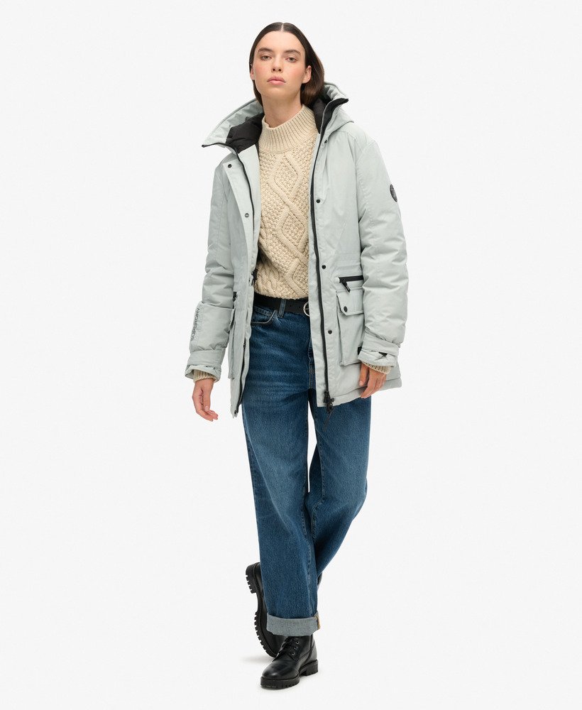 gewatteerde parka van city in puritan grey