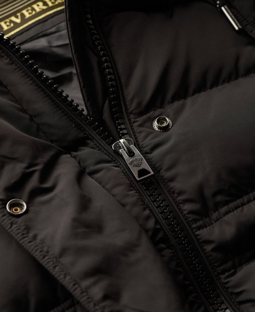 everest mid faux fur puffer coat in black