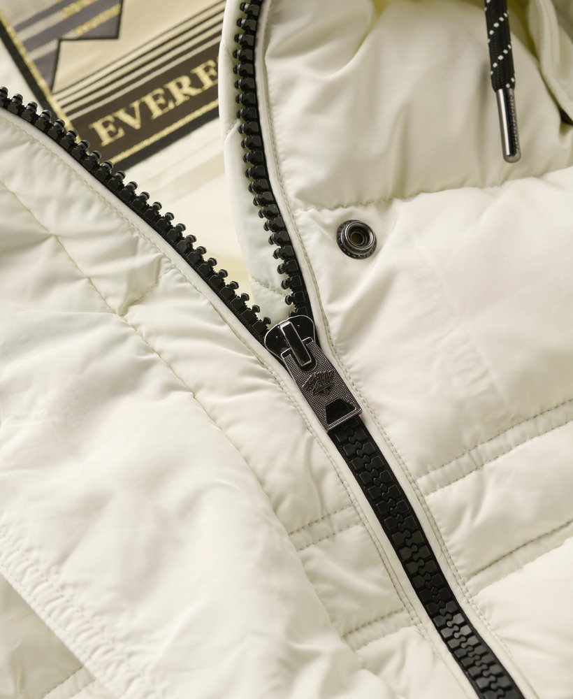 everest mid faux fur puffer coat in off white