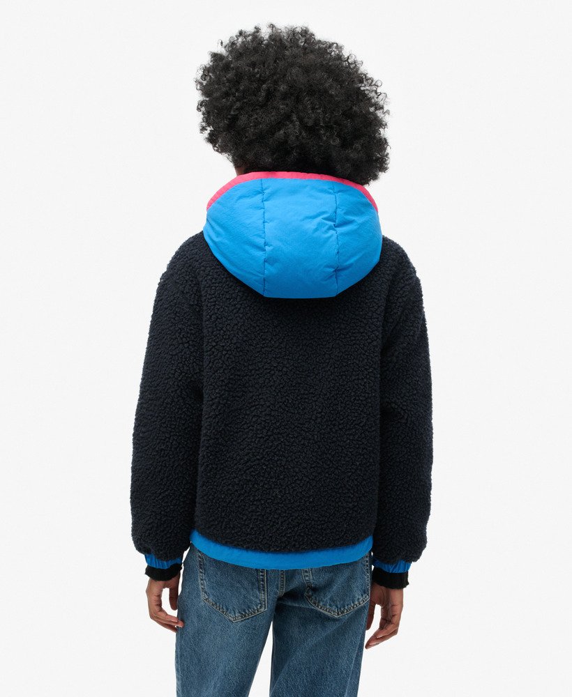 vintage sherpa-jas met capuchon in eclipse navy