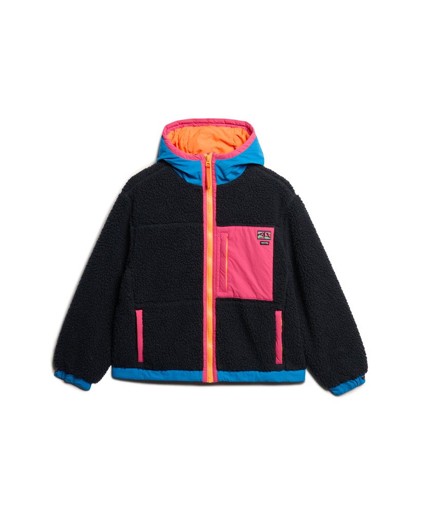 vintage sherpa-jas met capuchon in eclipse navy