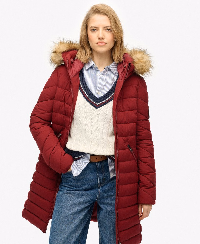 Fuji Faux Fur Hooded Mid Length Coat