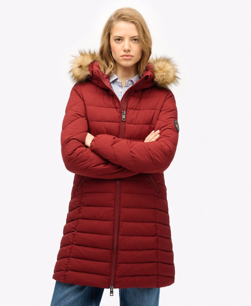 Fuji Faux Fur Hooded Mid Length Coat