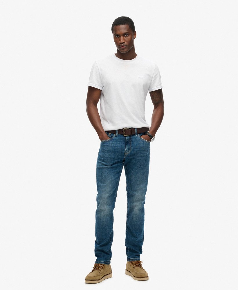 vintage slim straight jeans in mercer mid blue