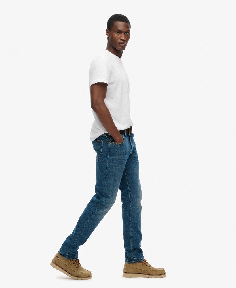 vintage slim straight jeans in mercer mid blue