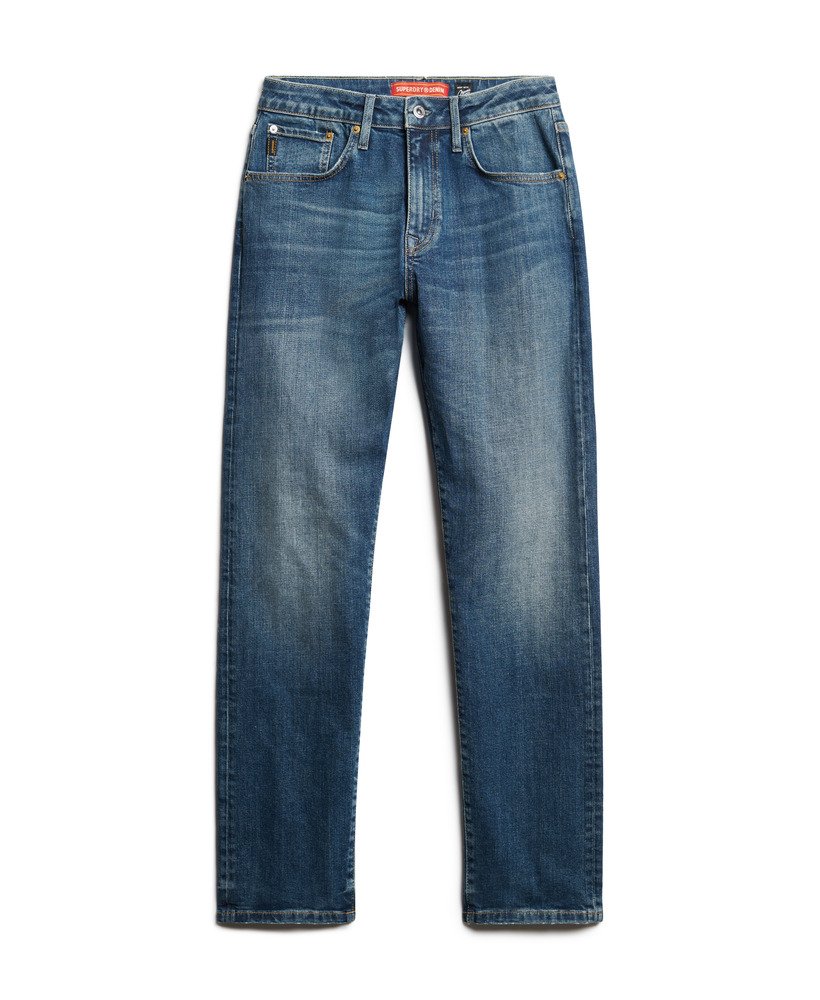 vintage slim straight jeans in mercer mid blue