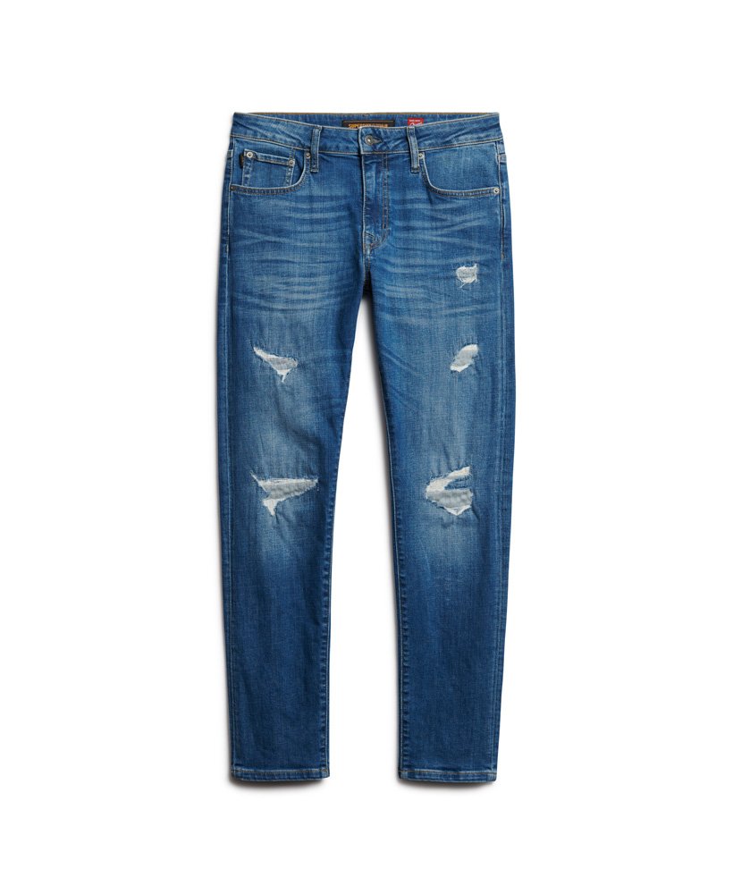 vintage slim fit jeans in stanton bright blue rip