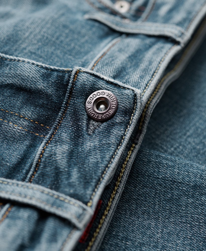 vintage skinny jeans in columbia blue met scheuren
