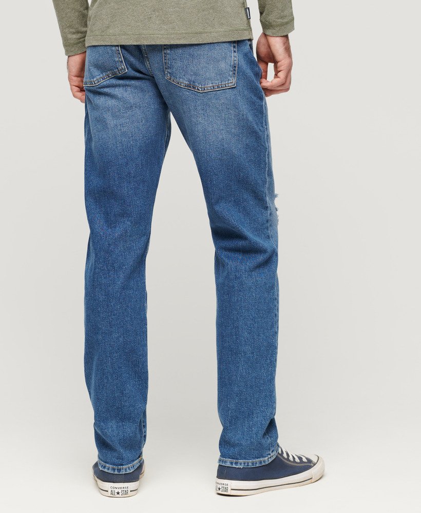 vintage slim straight jeans in folsom middenblauw