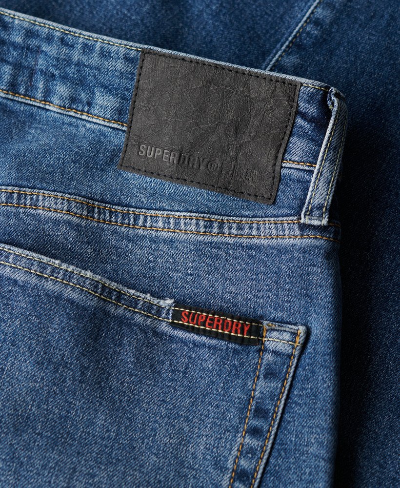 vintage slim straight jeans in folsom middenblauw